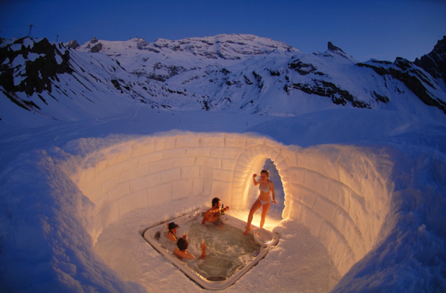 These awesome people who build an UNDERGROUND IGLOO with a HOT TUB