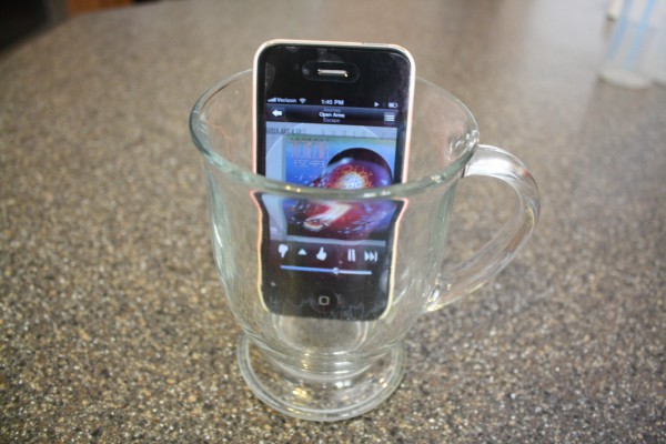 Use a glass as a speaker for your phone.