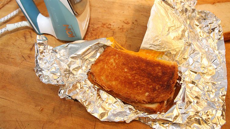 Make a grilled cheese with an iron.
