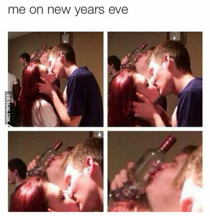 new years kiss vodka - me on new years eve Via 9GAG.Com