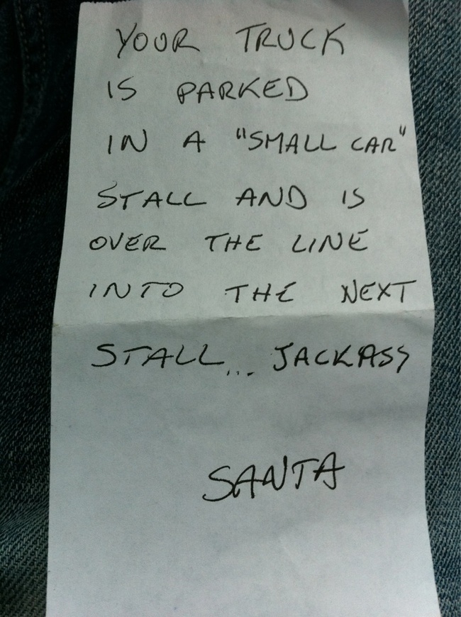 Parking Notes That Skipped Passive And Went Right To Aggresive