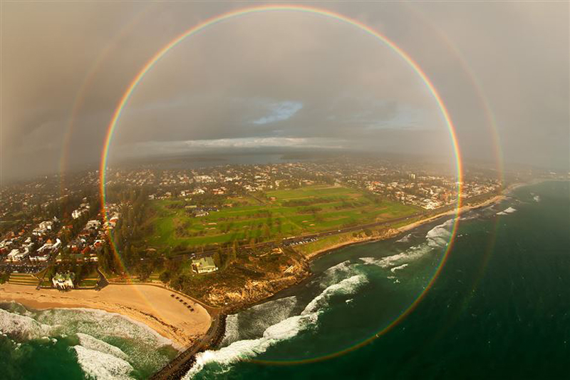 A 360 rainbow, which was captured from an airplane.