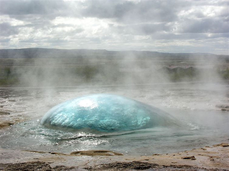 A geyser just barely before it erupted.