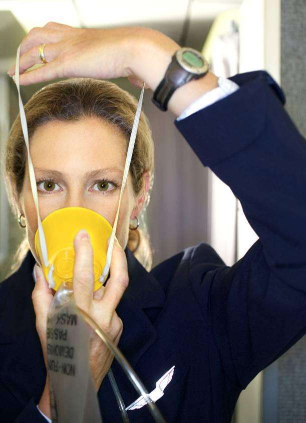 If you need to use the oxygen mask, you better hope the plane lands within 15-20 minutes. Each mask will only contain oxygen for about that long anyway.