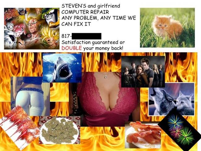 collage - Steven'S and girlfriend Computer Repair Any Problem, Any Time We Can Fix It 817 Satisfaction guaranteed or Double your money back!