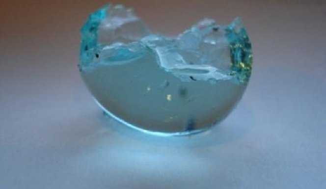 Following a hailstorm in England, tiny blue jelly-like spheres about 3 cm in diameter fell from the sky. After they rained down, the sky turned dark yellow. A local witness reported that he found a few spheres and noticed that they had an exterior shell and a softer inner one but did not smell, weren’t sticky, and did not melt. What were these spheres? We will probably never know.