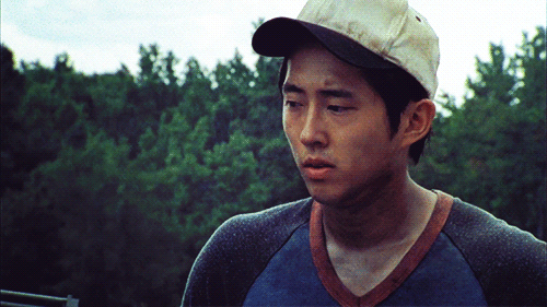When Glenn wakes up, we see the door behind him is flush with the concrete. But when he goes inside, you see stairs he had to descend to get to the door. There is also no scene in the entire prison episodes where an outer orange door is preceded by steps, they are all flush. Also If you look at the door behind him you see two folding chairs leaning up against the door. When he turns to open the door, the chairs are gone.