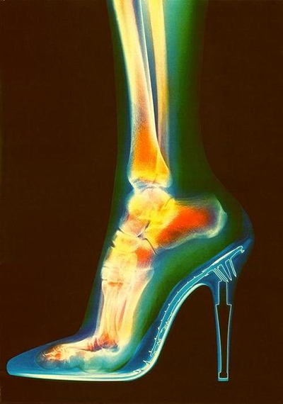 A human wearing heels