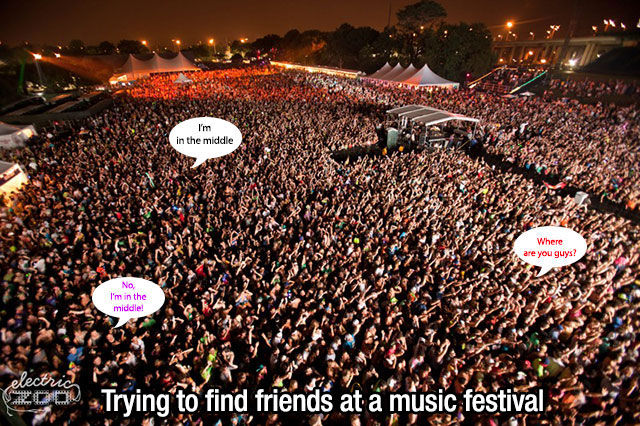 music festival funny - I'm in the middle Where are you guys? I'm in the middle! 2002 Trying to find friends at a music festival