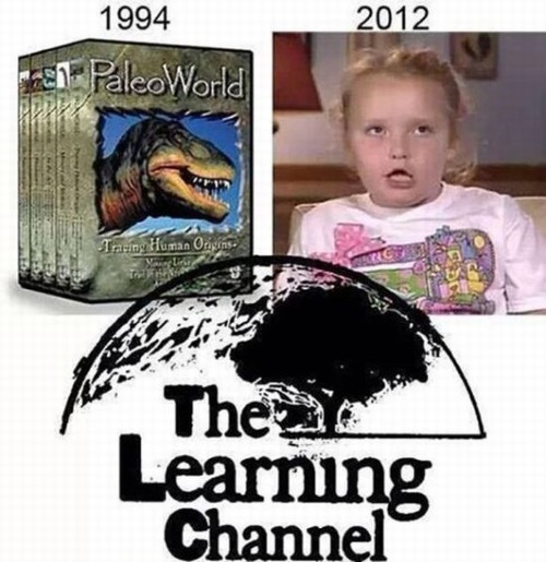 learning channel then and now - 1994 2012 E1 PaleoWorld Tauiny Human Origins. plane The Learning Channel