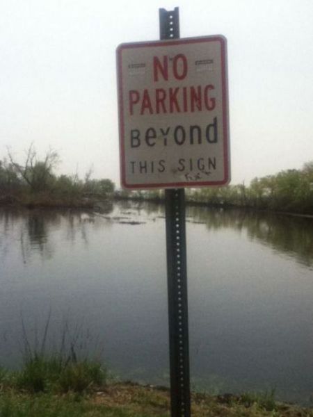 funny obvious things - No Parking Beyond This Sign
