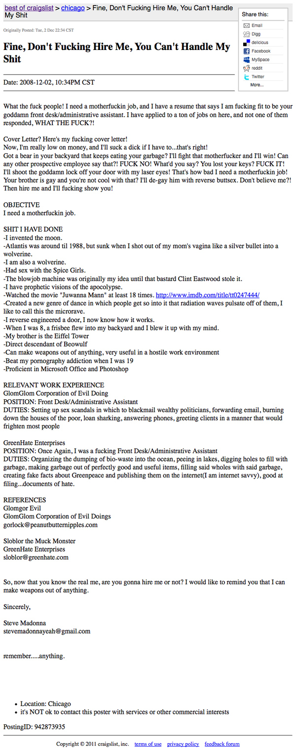 Insane Resumes That Show You How To Not Get A Job
