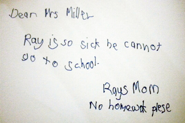 "Sick Notes" (hilarious school absence excuses)