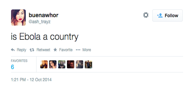 ebola a country tweet - buenawhor is Ebola a country 13 Retweet Favorite ... More Favorites