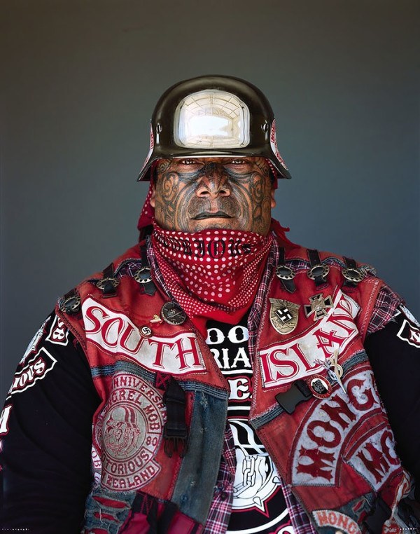 The Wellington-born artist managed to convince the hardened members of the Mighty Mongrel Mob, most of whom have been to prison, to sit for portraits.