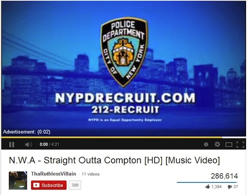 youtube ad nypd - Police Department Vew York Nypdrecruit.Com 212Recruit Advertisement Ii N.W.A Straight Outta Compton Hd Music Video ThaRuthlessVillain 11 videos 286,614 Subscribe 399 1,394 37