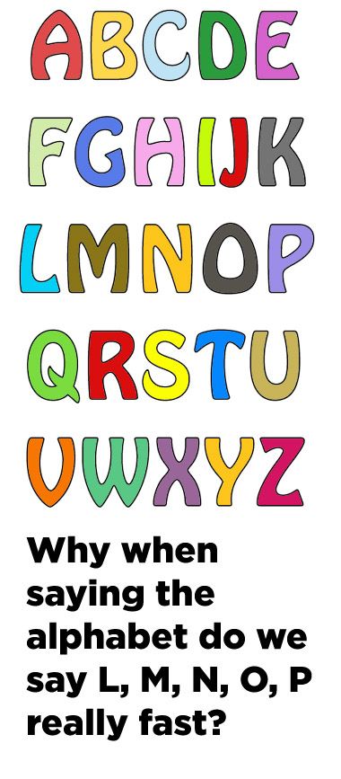 unsolved questions - Abcde Fghijk Lmnop Qrstu Vwxyz Why when saying the alphabet do we say L, M, N, O, P really fast?