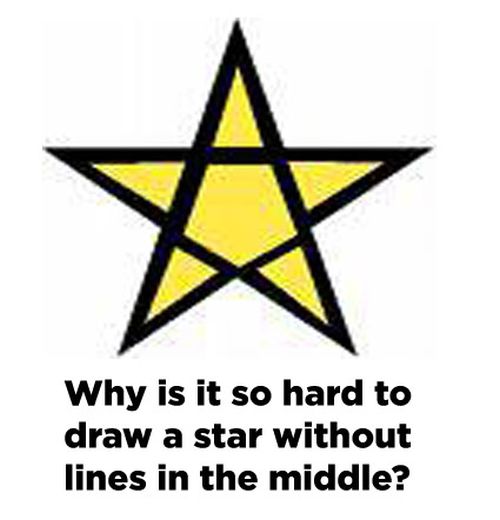 triangle - Why is it so hard to draw a star without lines in the middle?