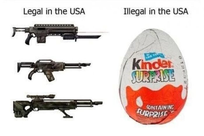 guns guns and more guns - Legal in the Usa Illegal in the Usa Kinder Surprise Containinc Urprise