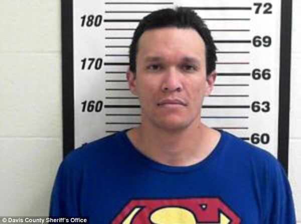 The man named Christopher Reeves who was arrested in a Superman t-shirt.
On March 25, 2014, a police deputy spotted Layton, Utah resident Christopher Jaye Reeves speeding and weaving through traffic on northbound I-15 at around 3:00 a.m. He was going at speeds of over 80 mph.