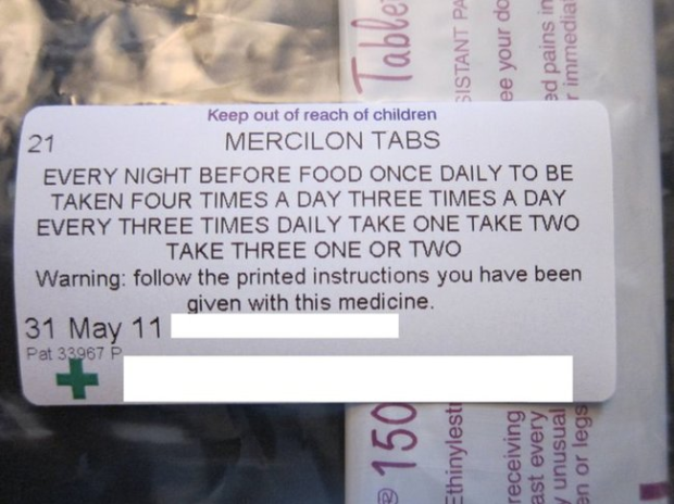 funny confusing directions - Sistant Pa ee your de ed pains in rimmedia 21 Keep out of reach of children Mercilon Tabs Every Night Before Food Once Daily To Be Taken Four Times A Day Three Times A Day Every Three Times Daily Take One Take Two Take Three O