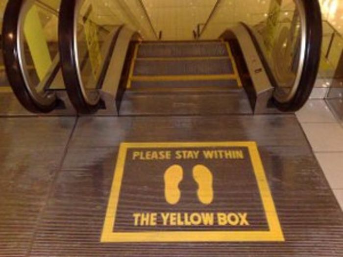 funny signs that don t make sense - Please Stay Within The Yellow Box