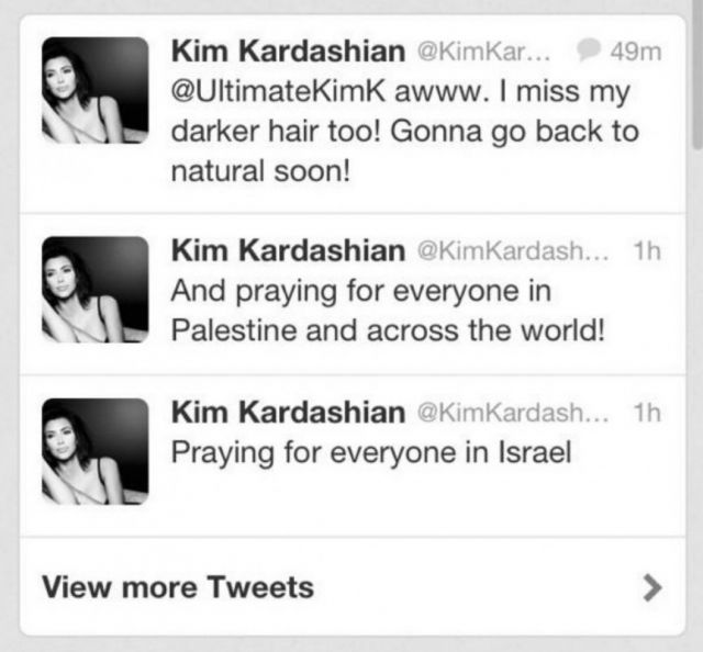 Kim Kardashian's tweets during the Israel-Hamas created huge anger among her fans.