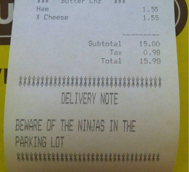 funny notes on receipts