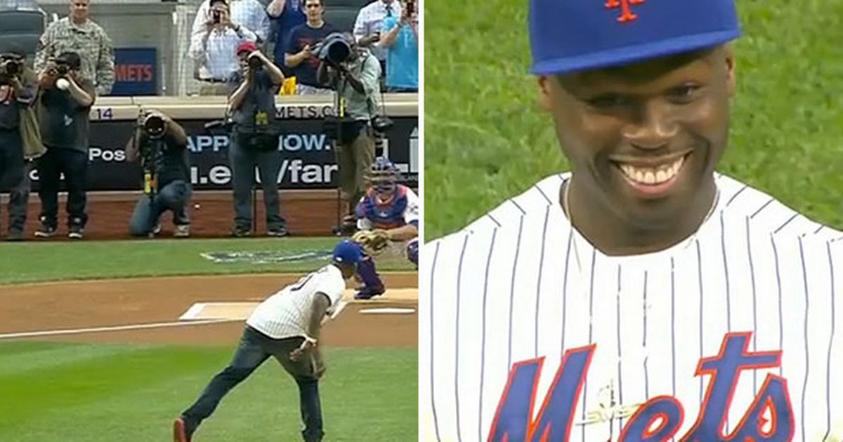 50 Cent's failed pitch. His worse throw during the match between New York Mets and the Pittsburgh Pirates in New York is called one of the worst opening pitches in baseball history. It was equally hilarious as well.
