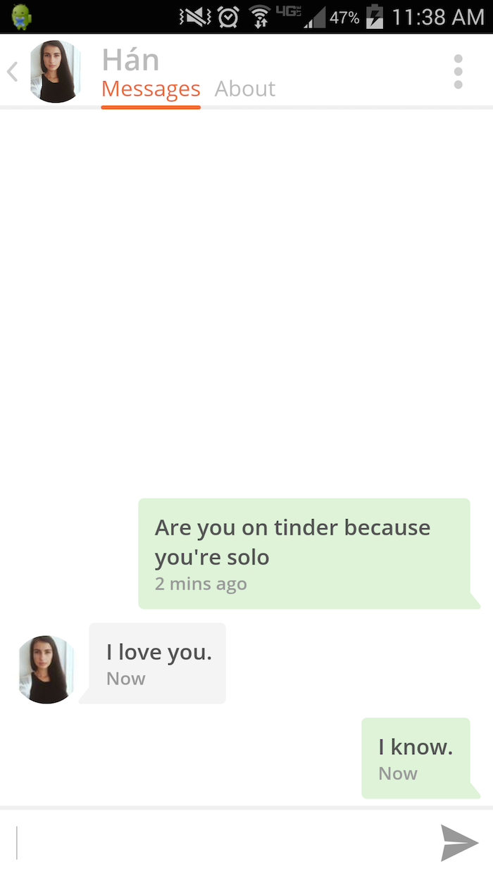 80 20 rule tinder - No G. 47% Hn Messages About Are you on tinder because you're solo 2 mins ago I love you. Now I know. Now