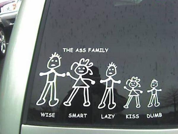 stick figure family funny - The Ass Family Wise Smart Lazy Kiss Dumb