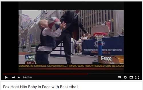 youtube youtube screenshot funny - Erceshers Network Tit Fox Emains In Criticalco Travis Was Hospitalized Sun Becausi 4 040106 Fox Host Hits Baby in Face with Basketball