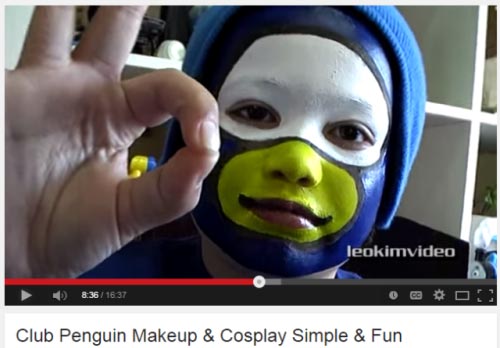 youtube video - leokimvideo 16 37 Club Penguin Makeup & Cosplay Simple & Fun