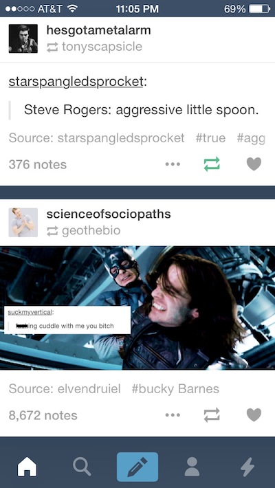 stucky fluff - 69% .000 At&T hesgotametalarm tonyscapsicle starspangledsprocket Steve Rogers aggressive little spoon. Source starspangledsprocket 376 notes scienceofsociopaths geothebio suckmyvertical ing cuddle with me you bitch 1 Source elvendruiel Barn