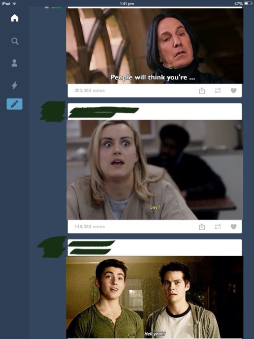 facial expression - People will think you're ... 303,063 notes Gay? 148,353 notes Hell yeah