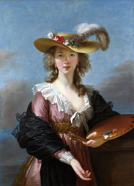 Also known are Madame LeBrun, Loiuse was a prominent French painter. This self portrait of hers became scandalous because her teeth were visible! She managed to flee during French Revolution to Russia but continued painting portraits of nobles.
