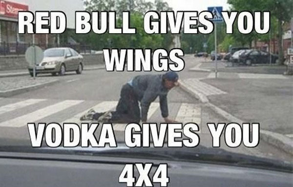 car memes - Red Bull Gives You Wings Vodka Gives You 4X4