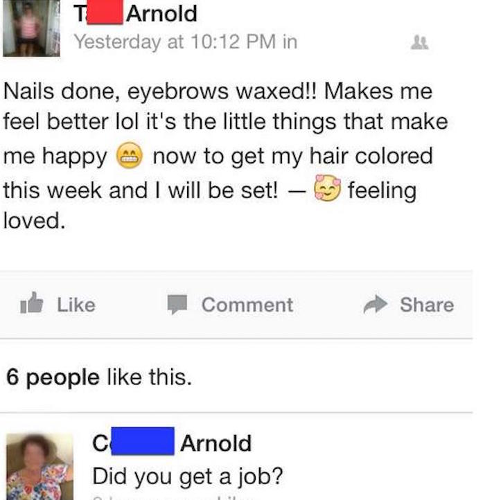 web page - Arnold Yesterday at in Nails done, eyebrows waxed!! Makes me feel better lol it's the little things that make me happy now to get my hair colored this week and I will be set! feeling loved. de Comment 6 people this. C Arnold Did you get a job?