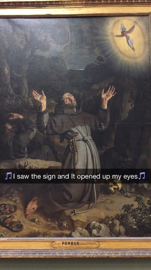 art history snapchats - Di saw the sign and It opened up my eyes Porbus 150112