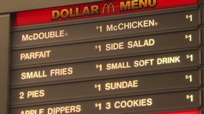 Thanks to dollar menus, you can go out to eat and walk away with a giant bag of food for under $5. Whaaaa??