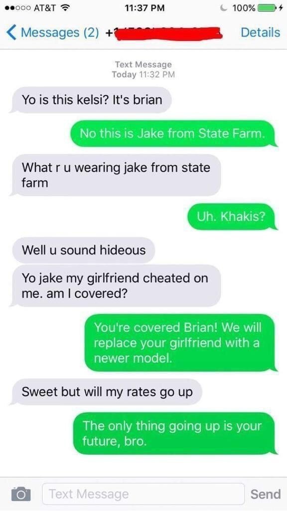 jake from state farm text - ..000 At&T C100% %
