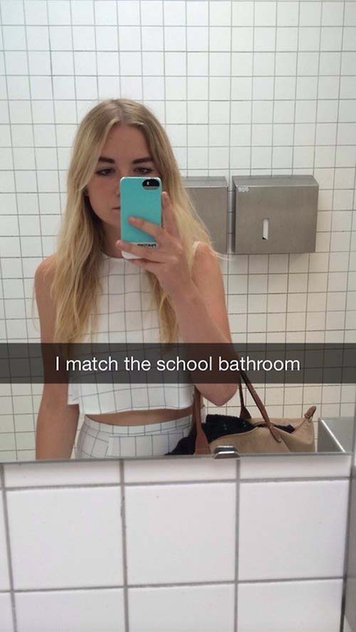 funny snapchats - I match the school bathroom