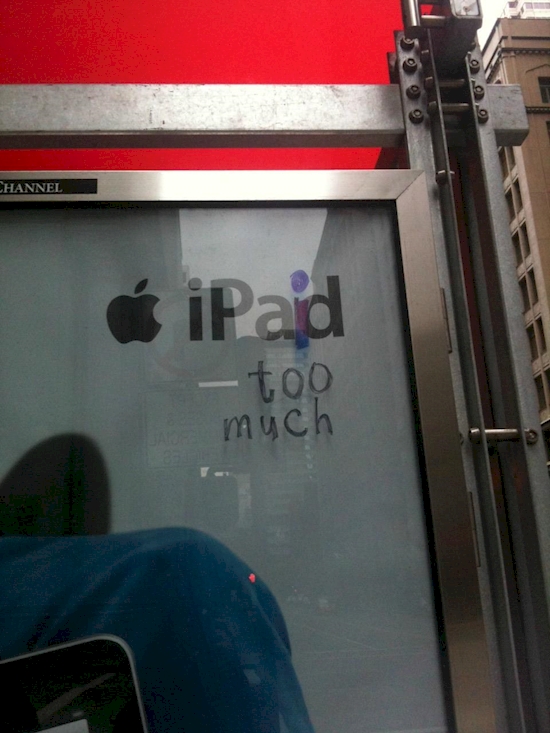 funny vandalism on sign - Channel iPad too much
