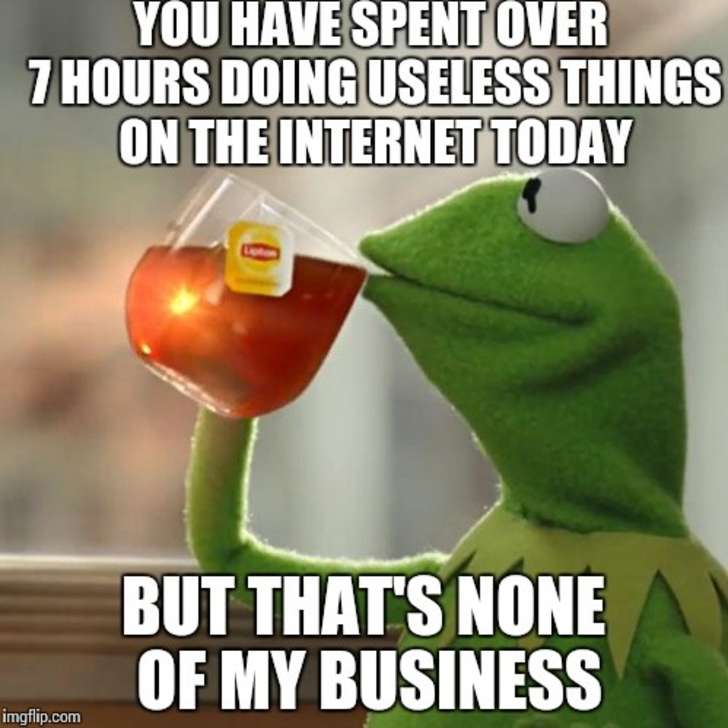 its none of my business - You Have Spent Over 7 Hours Doing Useless Things On The Internet Today But That'S None Of My Business imgflip.com