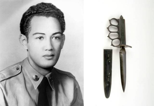 U.S. Medal of Honor recipient Pililaʻau was found surrounded by 40 dead Korean soldiers and him holding a trench knife

Herbert Kailieha Pililaʻau (October 10, 1928 – September 17, 1951) was a United States Army soldier and a recipient of the United States military’s highest decoration, the Medal of Honor, for his actions in the Korean War. A Native Hawaiian who was born and raised on the island of Oʻahu, he was drafted into the military as a young man. Sent to Korea in early 1951, he participated as an automatic rifleman in the Battle of Bloody Ridge. During the subsequent Battle of Heartbreak Ridge, he voluntarily stayed behind to cover his unit’s withdrawal in the face of an intense attack by North Korean forces. Alone, he held off the assault using his automatic rifle and hand grenades and, after exhausting all available ammunition, engaged the attackers in hand to hand combat until being overrun and killed. For these actions, he was posthumously awarded the Medal of Honor.