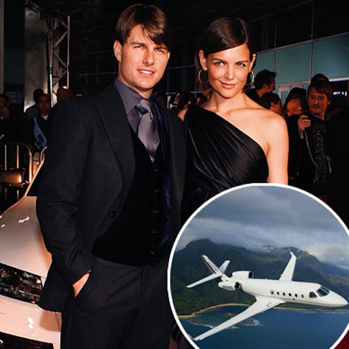 The $20 Million Gulfstream Jet - Gifted to Katie Holmes. Besides jumping on couches to express his love, Tom Cruise also expressed his insane (literally INSANE) love for then-wife Katie Holmes by buying the actress a $20 million Gulfstream jet.