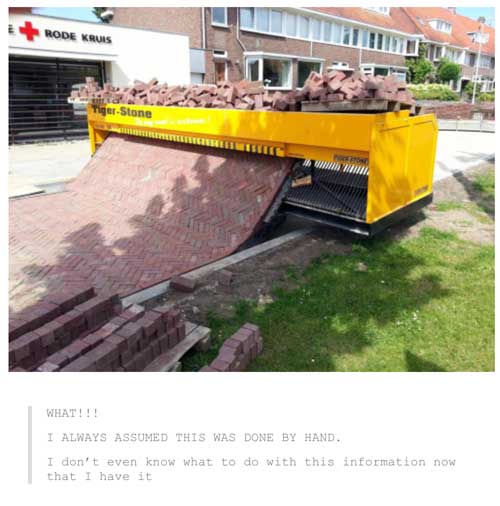 tumblr - brick laying machine - Rode Kruis TierStone What!!! I Always Assumed This Was Done By Hand. I don't even know what to do with this information now that I have it