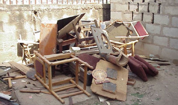 Furniture disposal, South Africa.
In some parts of Africa, they throw a chair out of their houses.