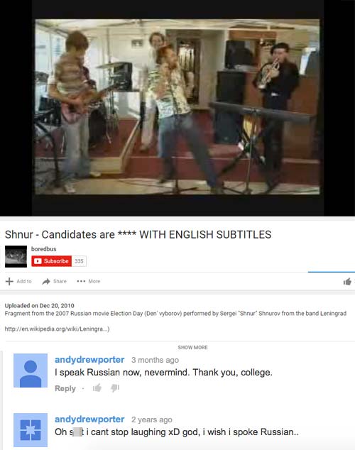 funny comment video - Shnur Candidates are With English Subtitles boredbus Subscribe 335 Add to More Uploaded on Fragment from the 2007 Russian movie Election Day Den' vyborov performed by Sergei "Shnur' Shnuray from the band Leningrad .. Show More andydr