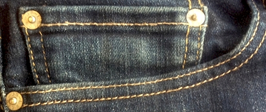 pocket watch on jeans